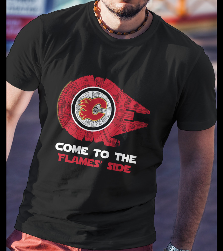 Calgary Flames Come To The Flames' Side Millennium Falcon T-Shirt