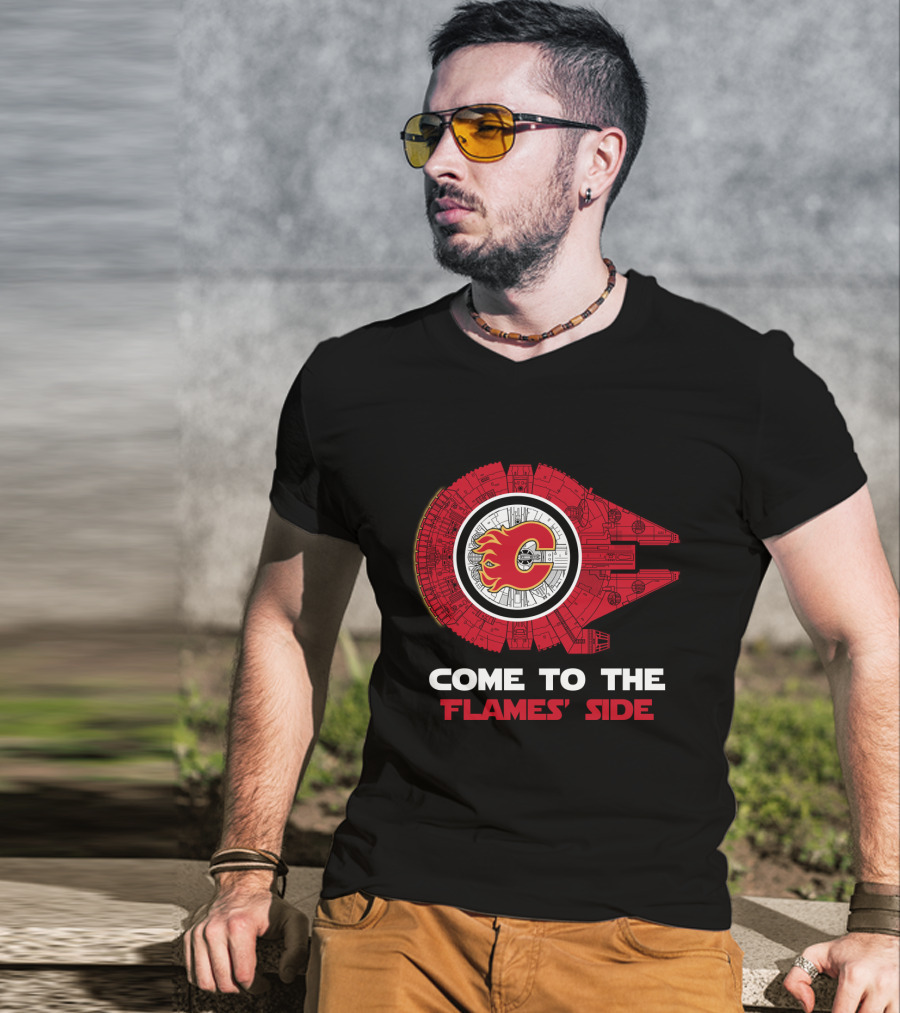 Calgary Flames Come To The Flames' Side Millennium Falcon T-Shirt