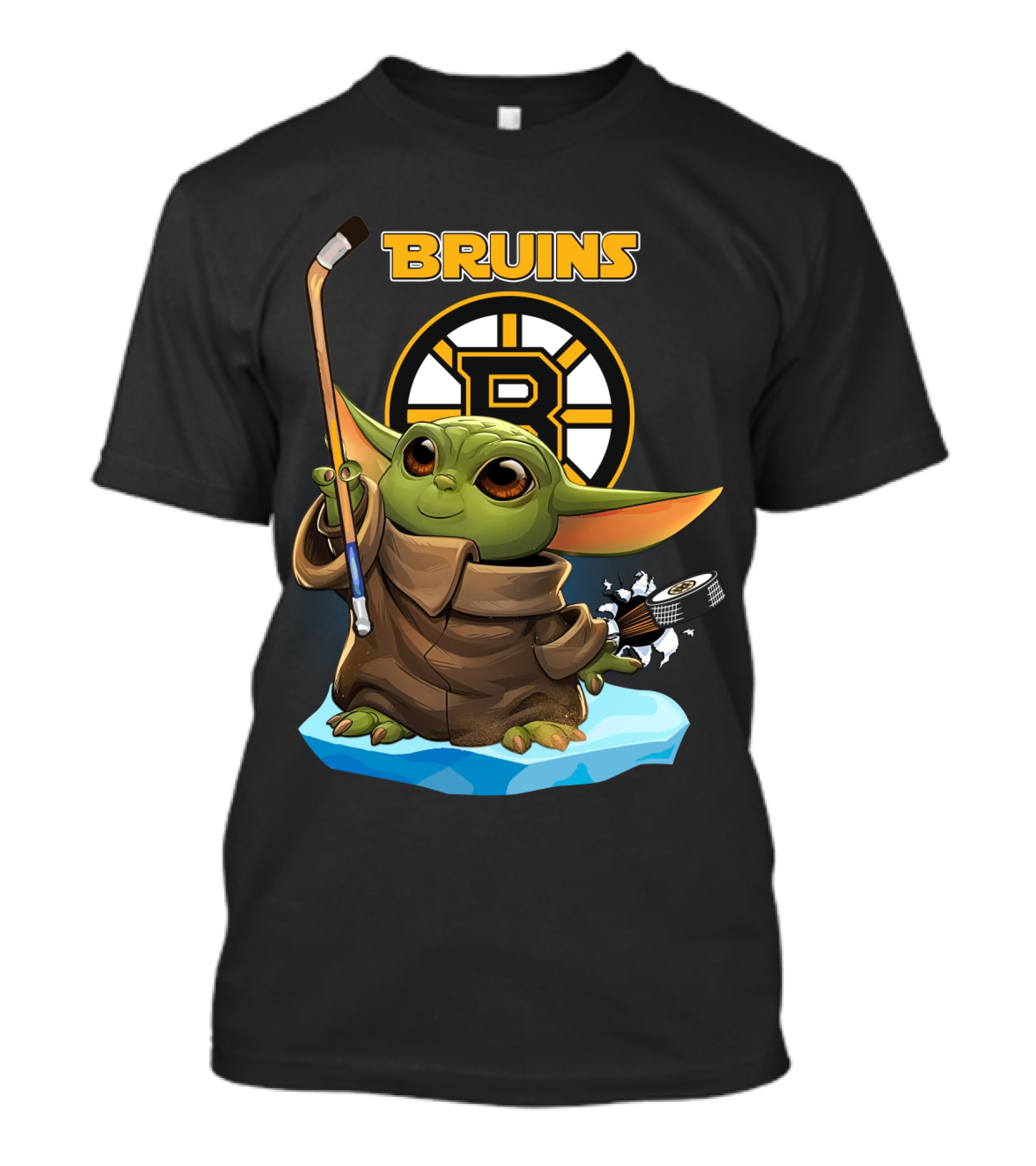 Bruins Boston Baby Yoda Nhl Hockey Stick Puck T-Shirt