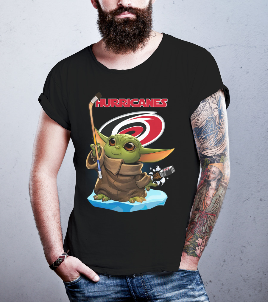 Hurricanes Baby Yoda Carolina Nhl Hockey T-Shirt