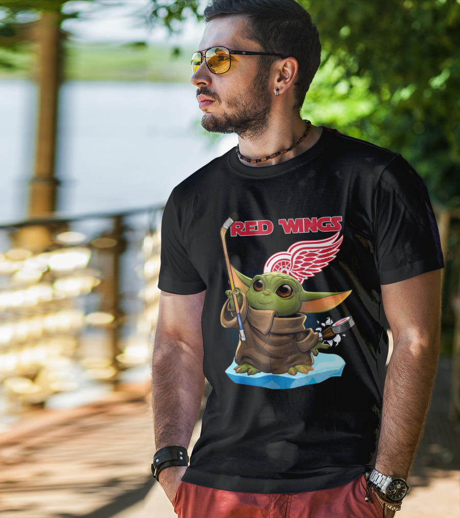 Detroit Red Wings Baby Yoda Hockey NHL T-Shirt