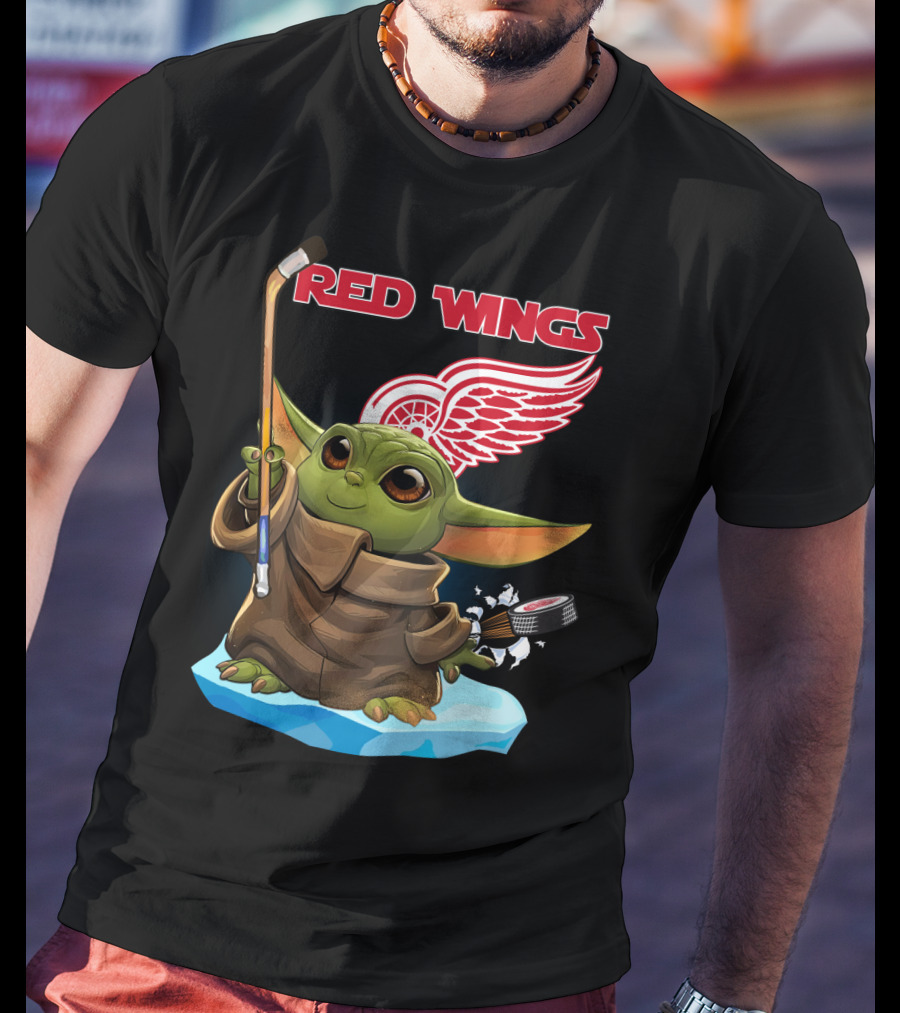 Detroit Red Wings Baby Yoda Hockey NHL T-Shirt