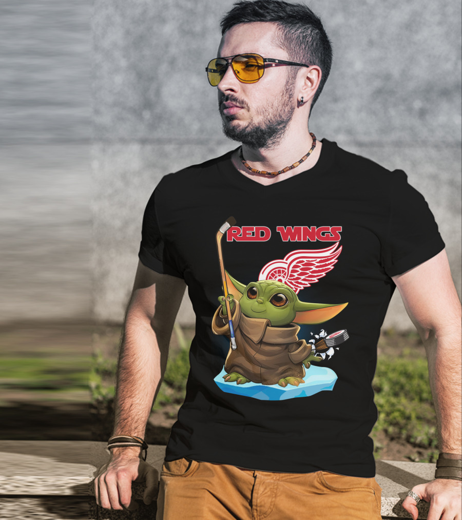 Detroit Red Wings Baby Yoda Hockey NHL T-Shirt