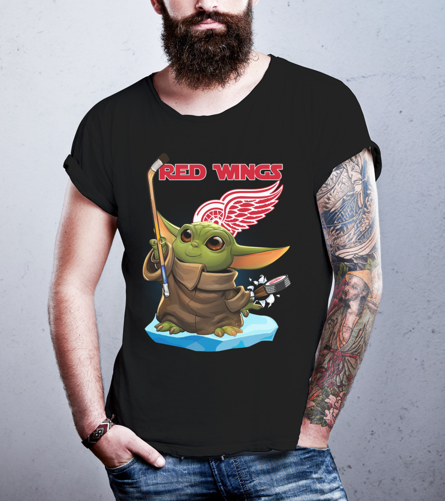 Detroit Red Wings Baby Yoda Hockey NHL T-Shirt