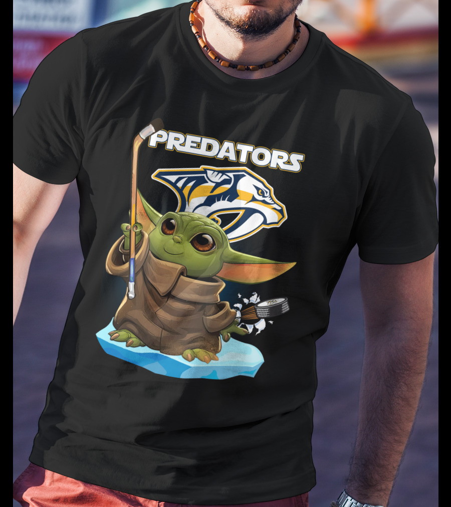 Nashville Predators Baby Yoda NHL Hockey Puck T-Shirt