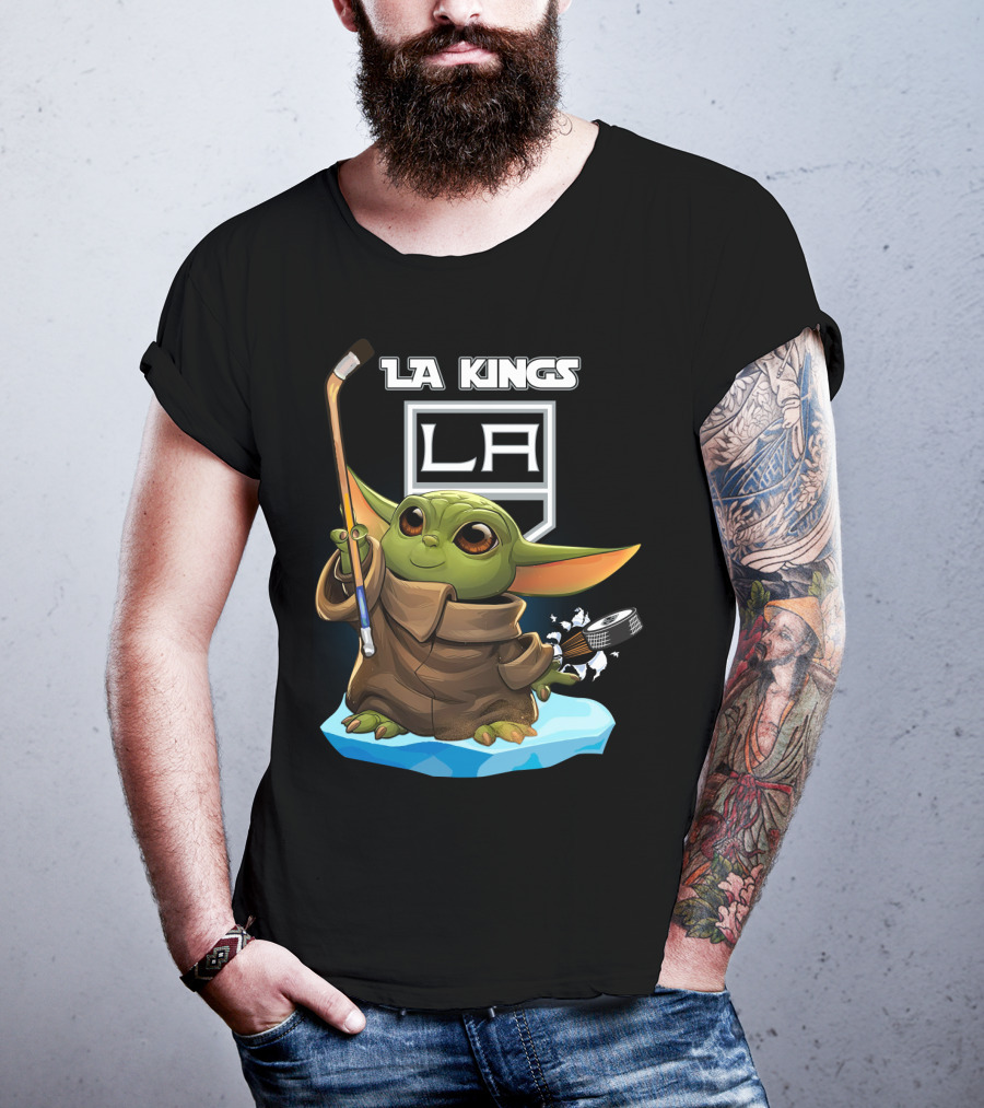 Baby Yoda LA Kings Hockey Team Iconic Crossover T-Shirt