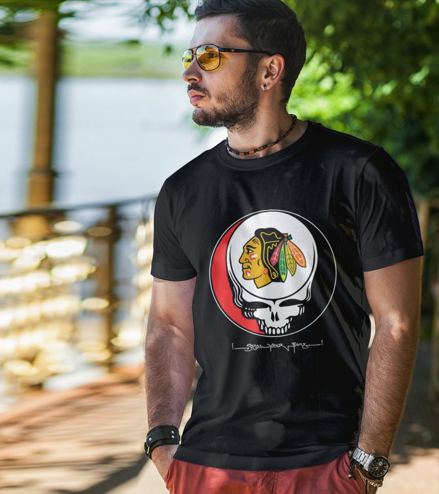 Chicago Blackhawks Steal Your Face Grateful Dead T-Shirt
