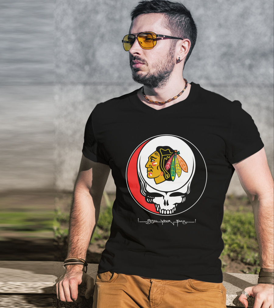 Chicago Blackhawks Steal Your Face Grateful Dead T-Shirt
