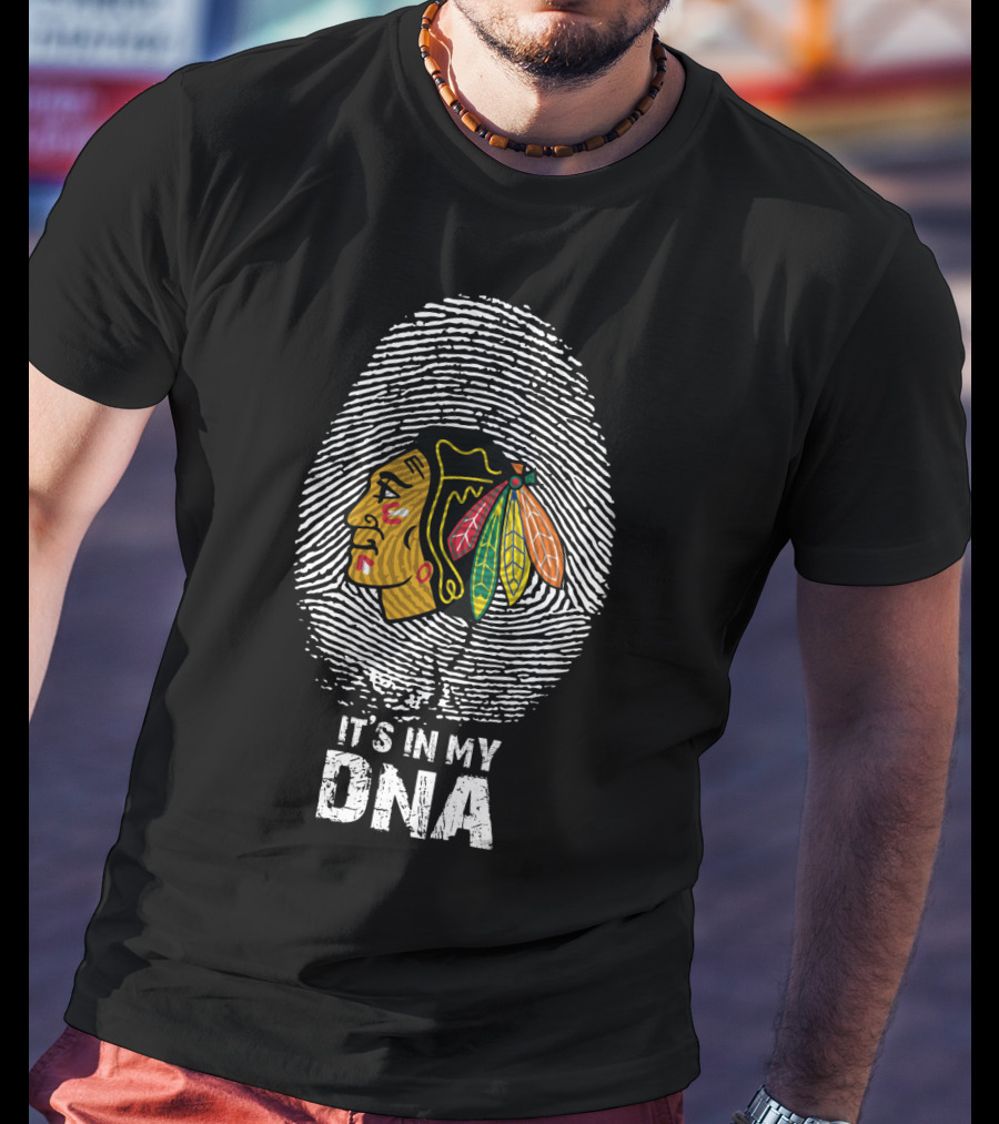 Chicago Blackhawks Indian Head It's In My Dna Fingerprint T-Shirt