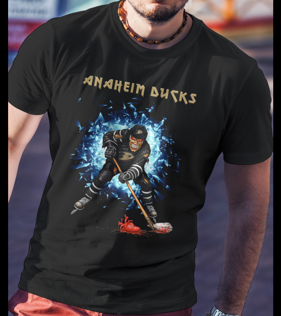 Anaheim Ducks Hockey Skeleton Dynamic Action T-Shirt