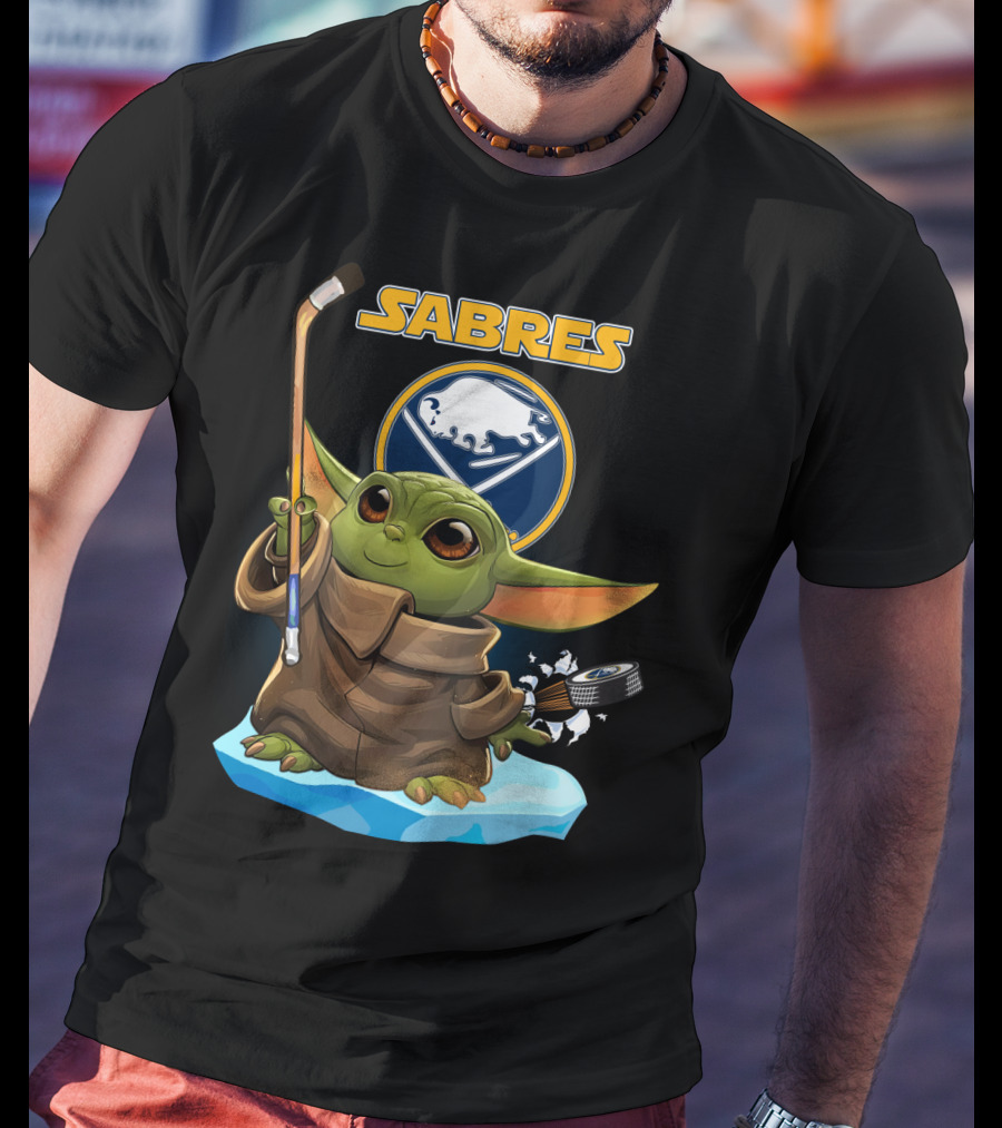 Sabres Baby Yoda Hockey Star Wars Crossover T-Shirt