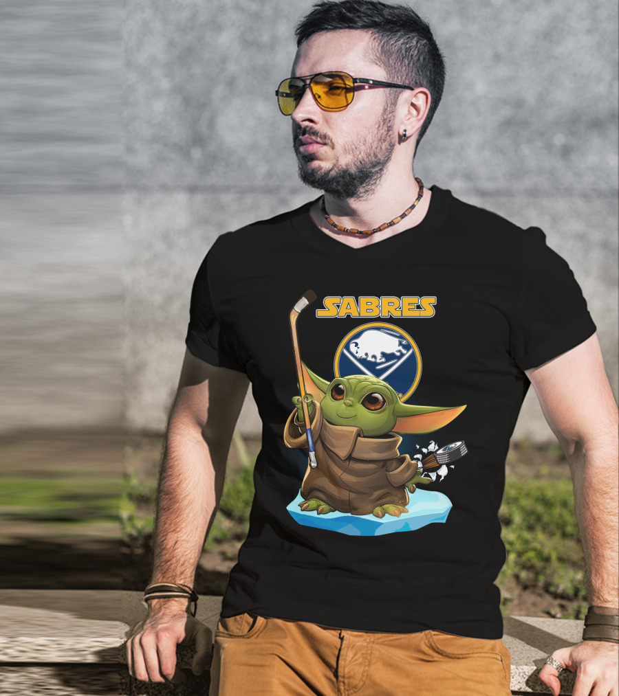 Sabres Baby Yoda Hockey Star Wars Crossover T-Shirt