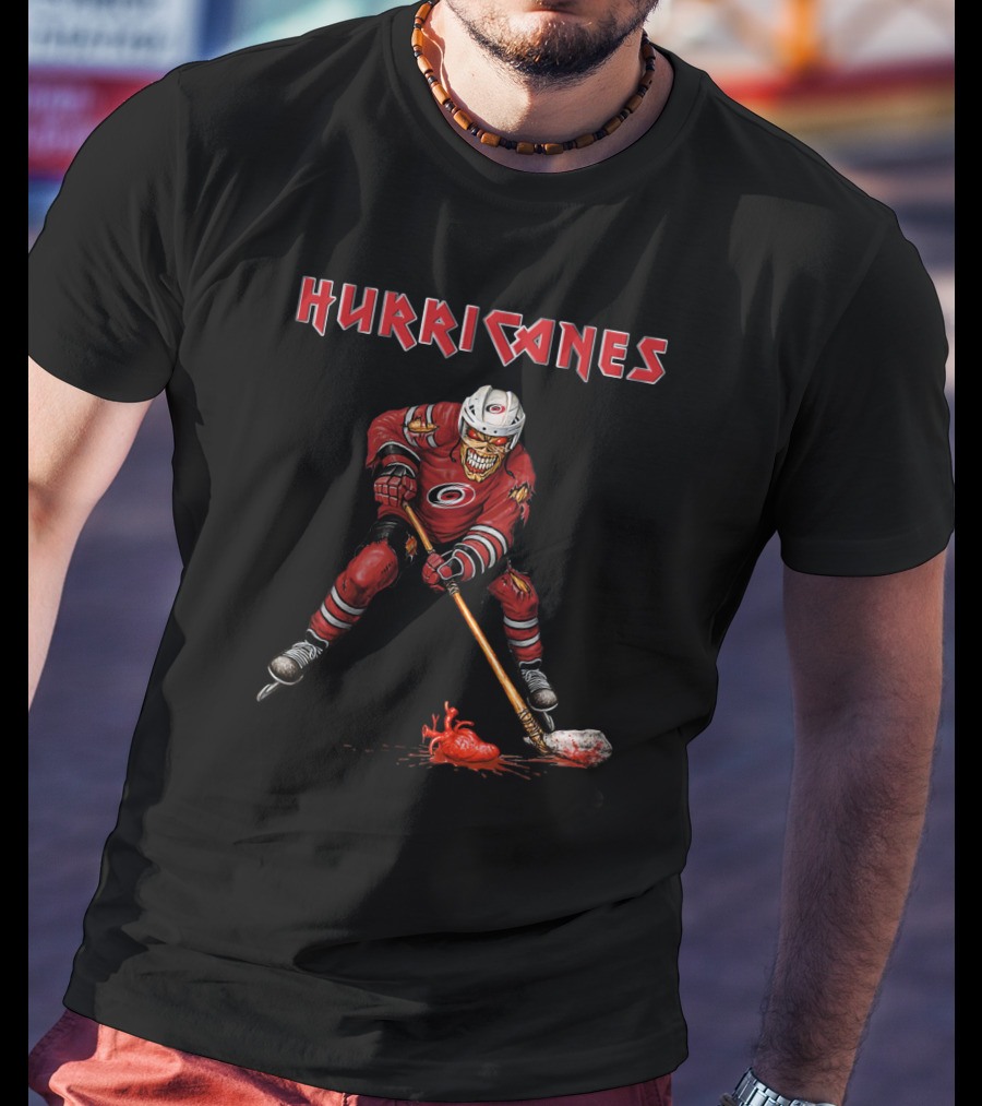 Hurricanes Hockey Skeleton Carolina Ice Horror T-Shirt