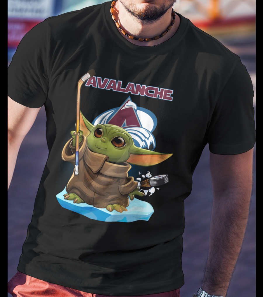 Baby Yoda Colorado Avalanche Hockey Jedi T-Shirt