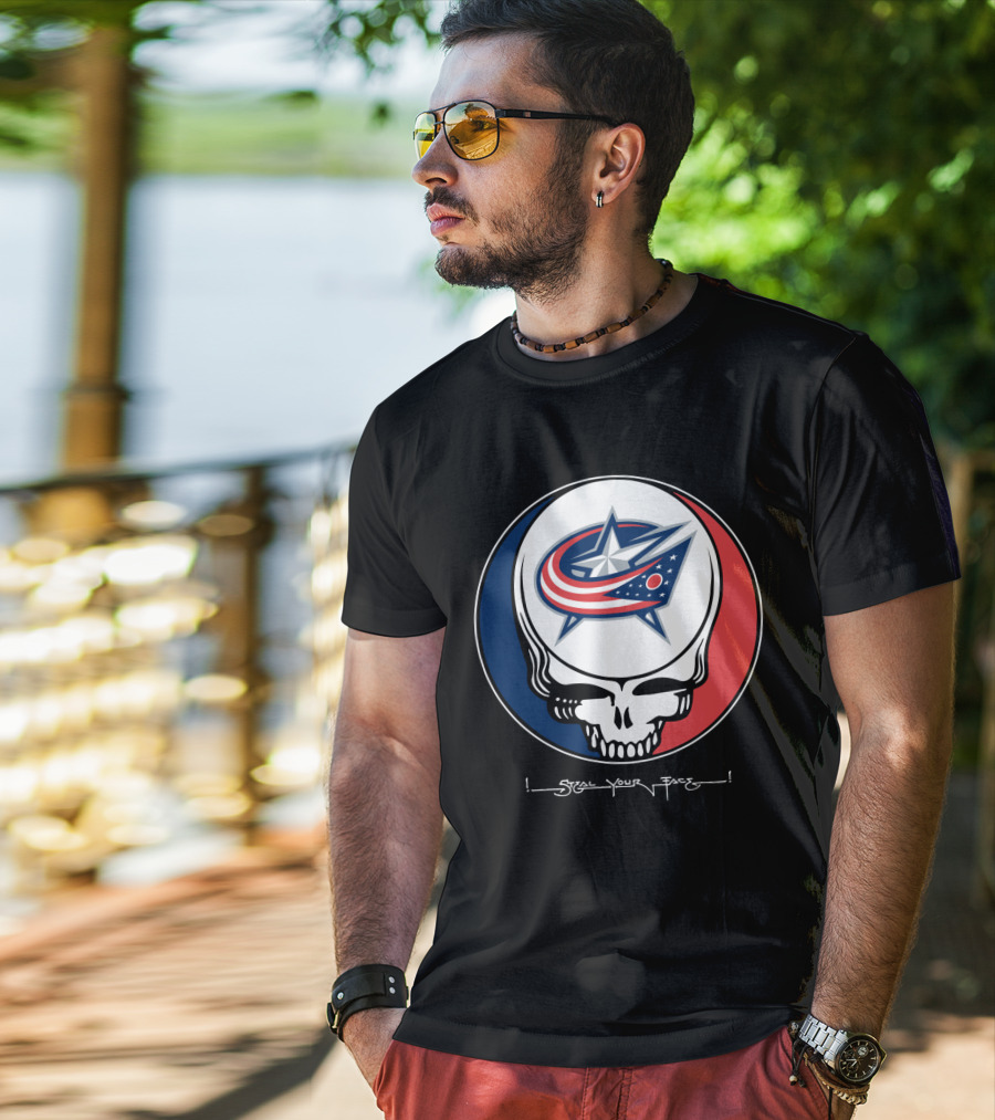 Steal Your Face Grateful Dead Columbus Blue Jackets T-Shirt