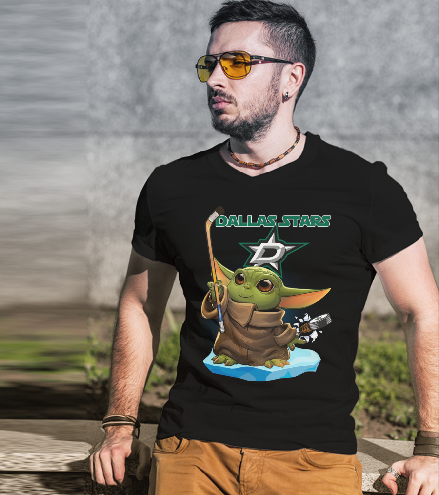 Baby Yoda Dallas Stars Hockey T-Shirt