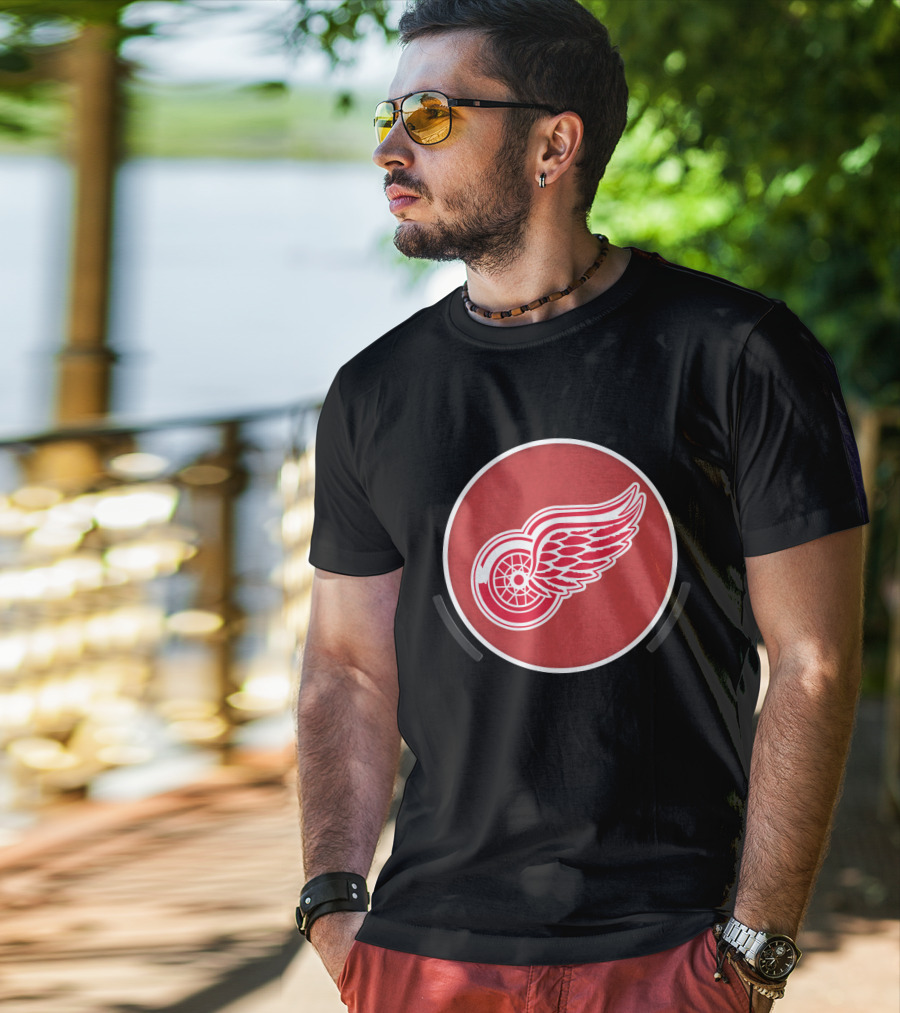 Power Decal NHL Detroit Red Wings Logo Circle Emblem T-Shirt