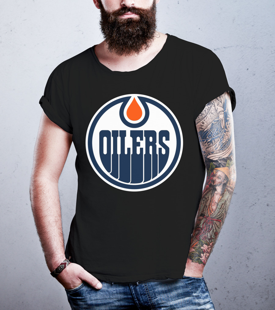 Edmonton Oilers Nhl Team Logo With Classic Oil Drop Symbol T-Shirt