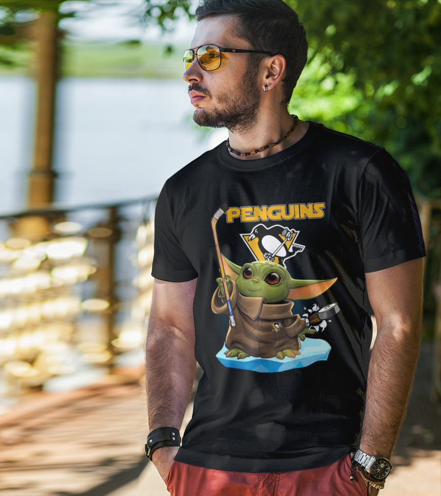 Baby Yoda Penguins Pittsburgh Hockey T-Shirt