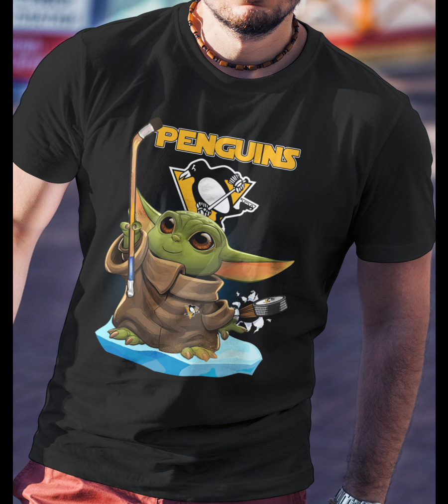 Baby Yoda Penguins Pittsburgh Hockey T-Shirt