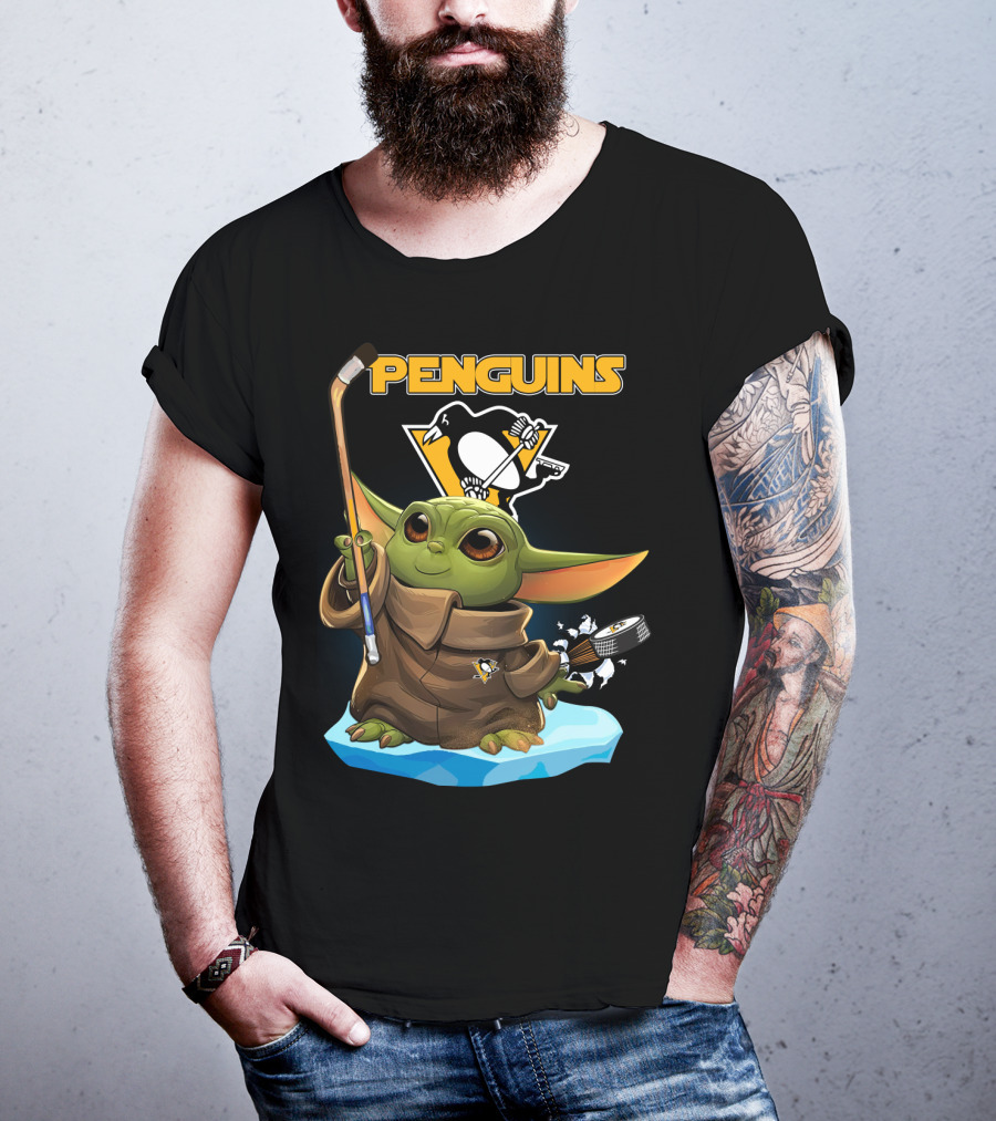 Baby Yoda Penguins Pittsburgh Hockey T-Shirt