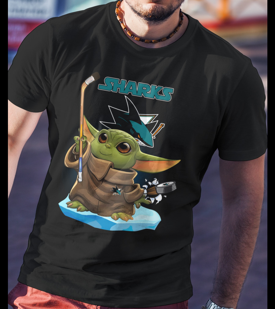 Baby Yoda Hockey San Jose Sharks T-Shirt
