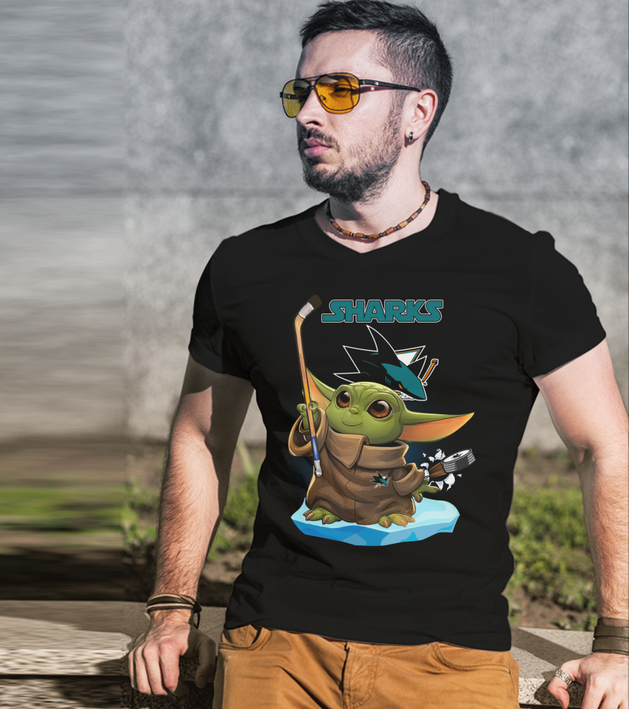 Baby Yoda Hockey San Jose Sharks T-Shirt