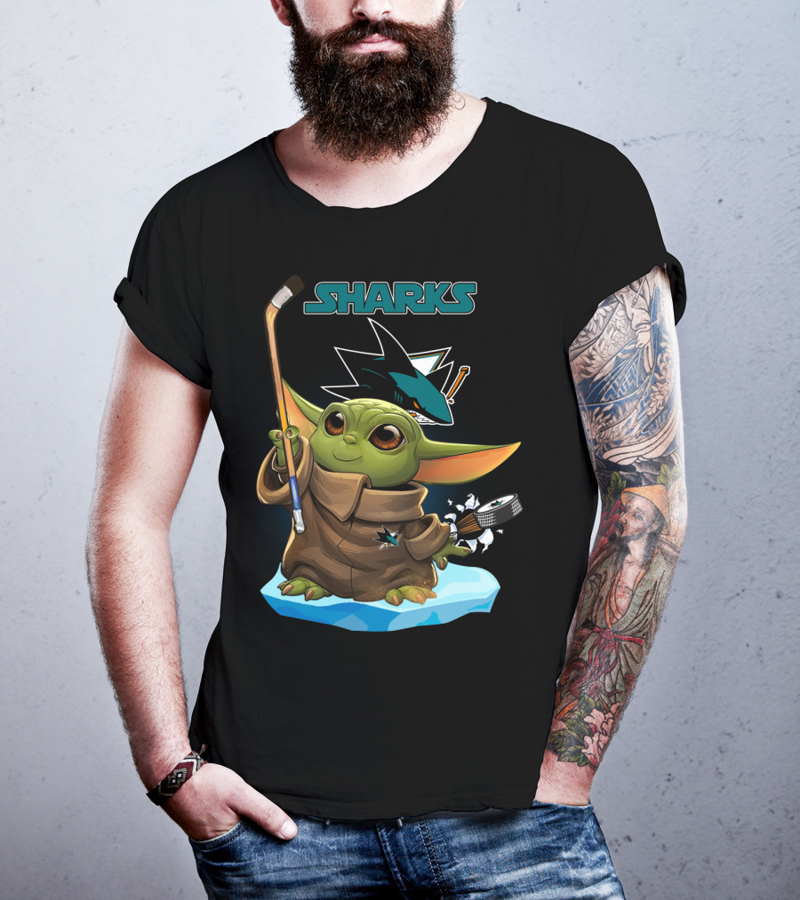 Baby Yoda Hockey San Jose Sharks T-Shirt
