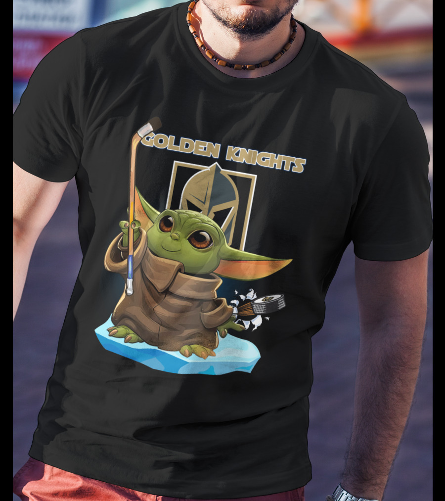 Golden Knights Baby Yoda Hockey Ice Block T-Shirt