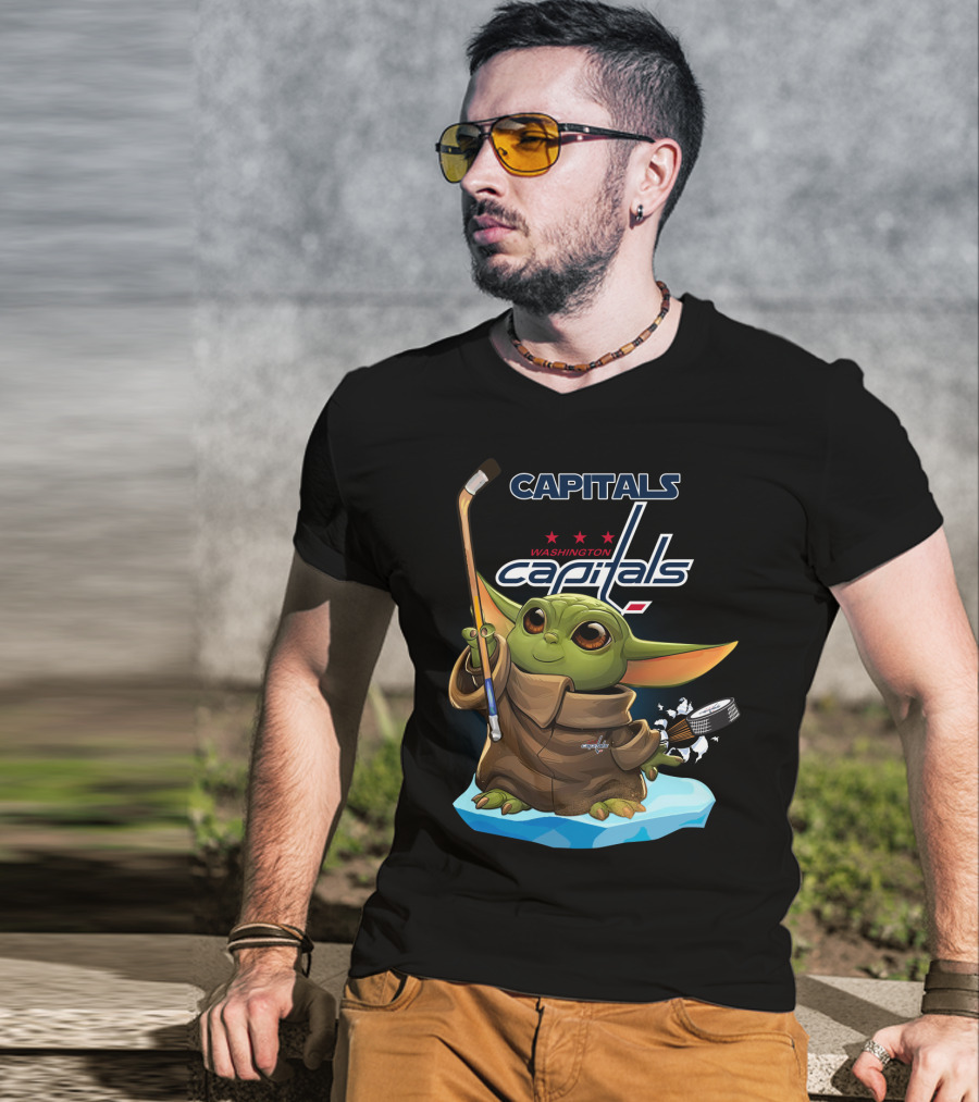 Capitals Baby Yoda Washington Capitals Hockey Star Wars Mashup T-Shirt