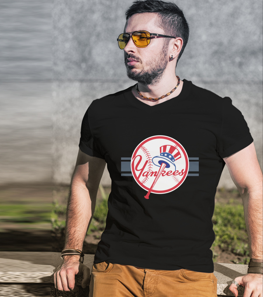 Yankees Patriotic Hat Baseball Emblem T-Shirt