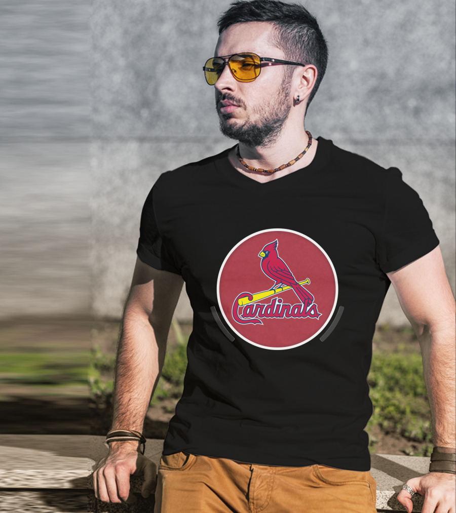 St Louis Cardinals Baseball Logo Red Bird Bat T-Shirt