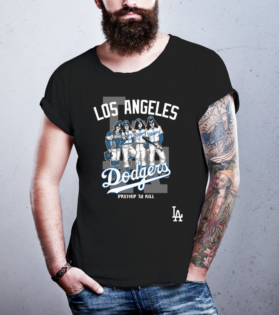 Los Angeles Dodgers Dressed To Kill Featuring KISS Band Members T-Shirt