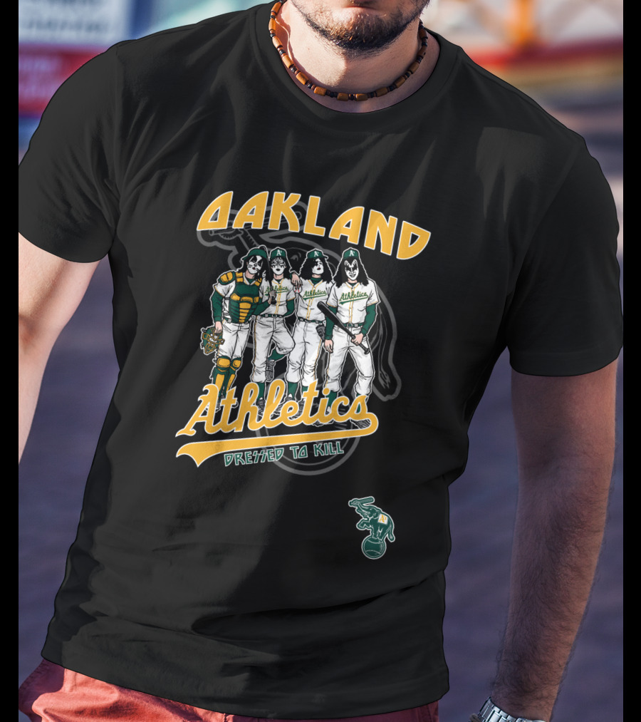 Oakland Athletics Dressed To Kill KISS Style Baseball Players T-Shirt