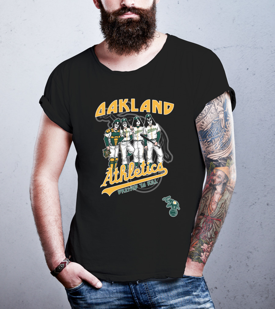 Oakland Athletics Dressed To Kill KISS Style Baseball Players T-Shirt