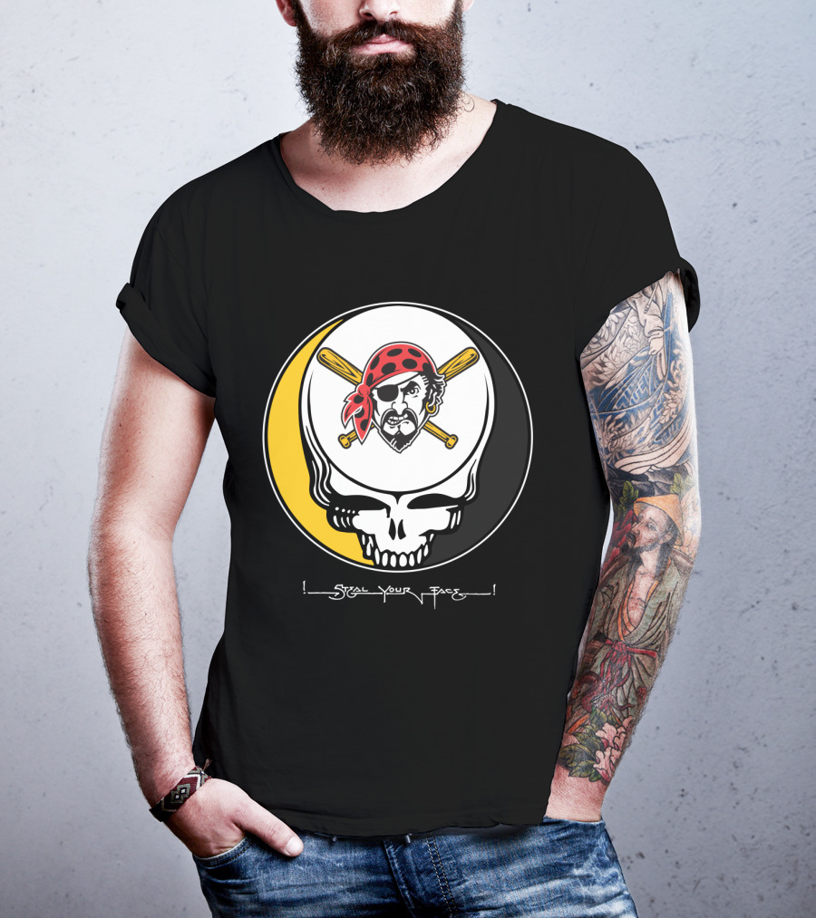 Grateful Dead Steal Your Face Pittsburgh Pirates Skull T-Shirt