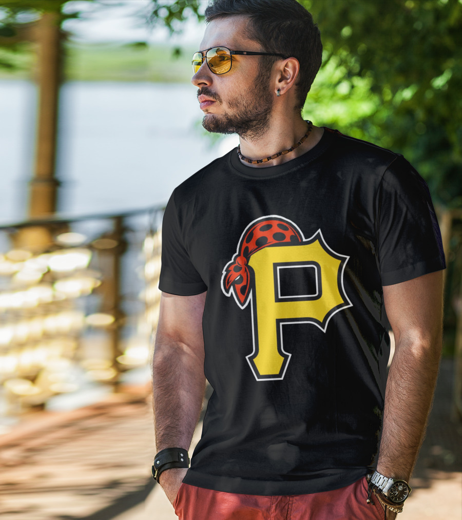 Pittsburgh Pirates Logo With Pirate Hat And Yellow P T-Shirt