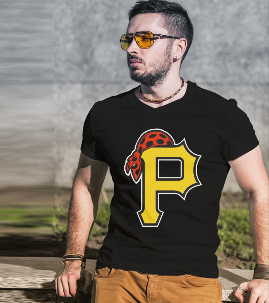 Pittsburgh Pirates Logo With Pirate Hat And Yellow P T-Shirt