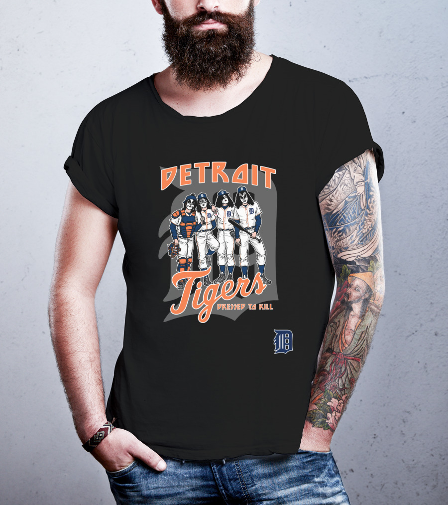 KISS Detroit Tigers Dressed To Kill Baseball Players T-Shirt