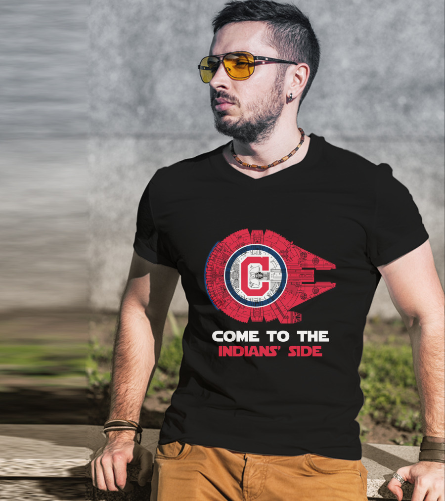 Come To The Indians' Side Millennium Falcon Crossover T-Shirt