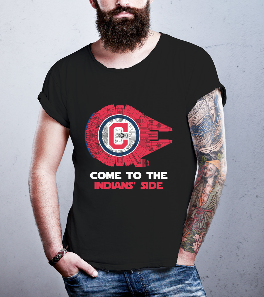 Come To The Indians' Side Millennium Falcon Crossover T-Shirt