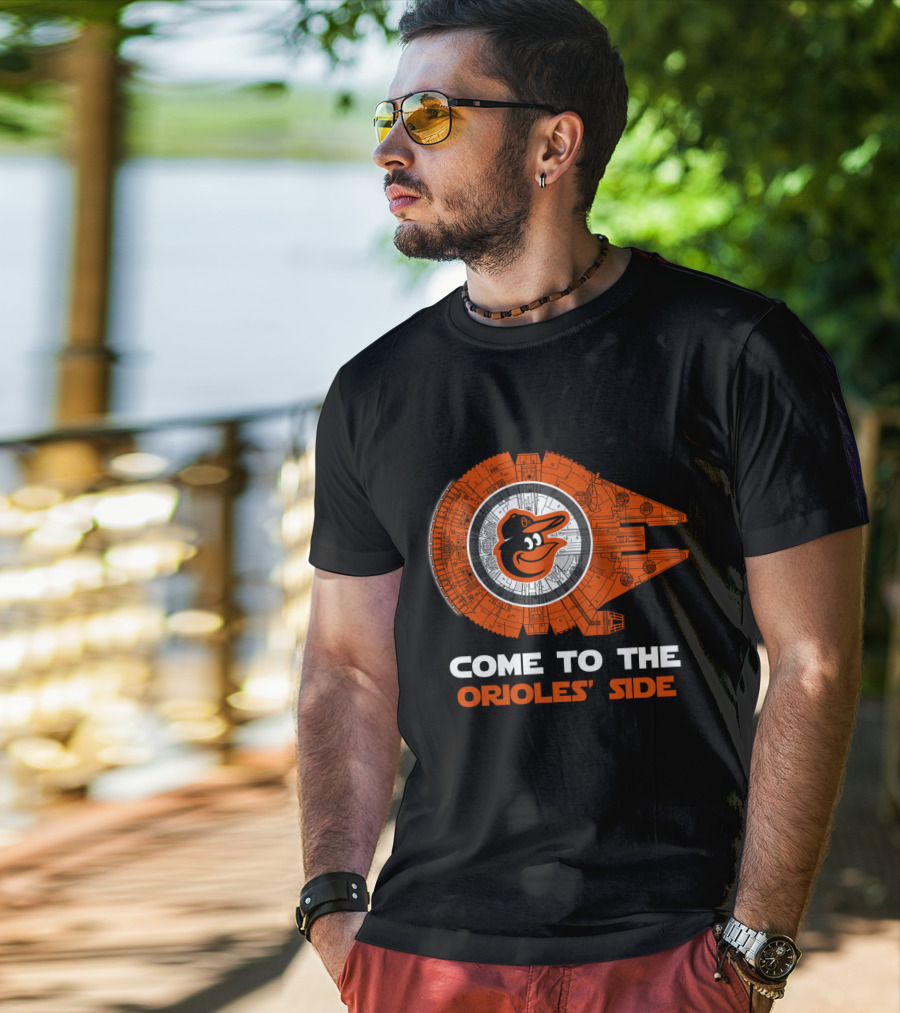 Come To The Orioles' Side Baltimore Orioles Millennium Falcon T-Shirt