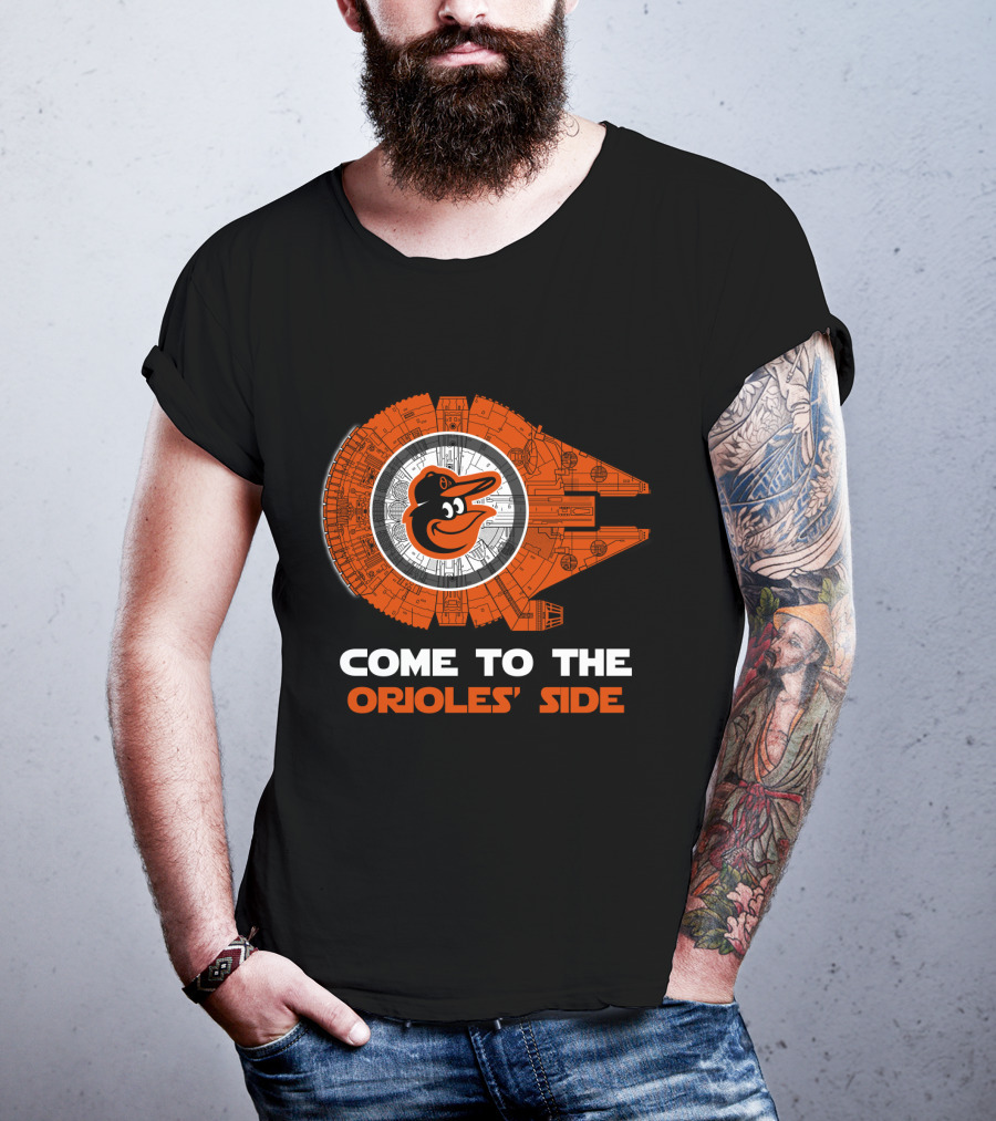 Come To The Orioles' Side Baltimore Orioles Millennium Falcon T-Shirt
