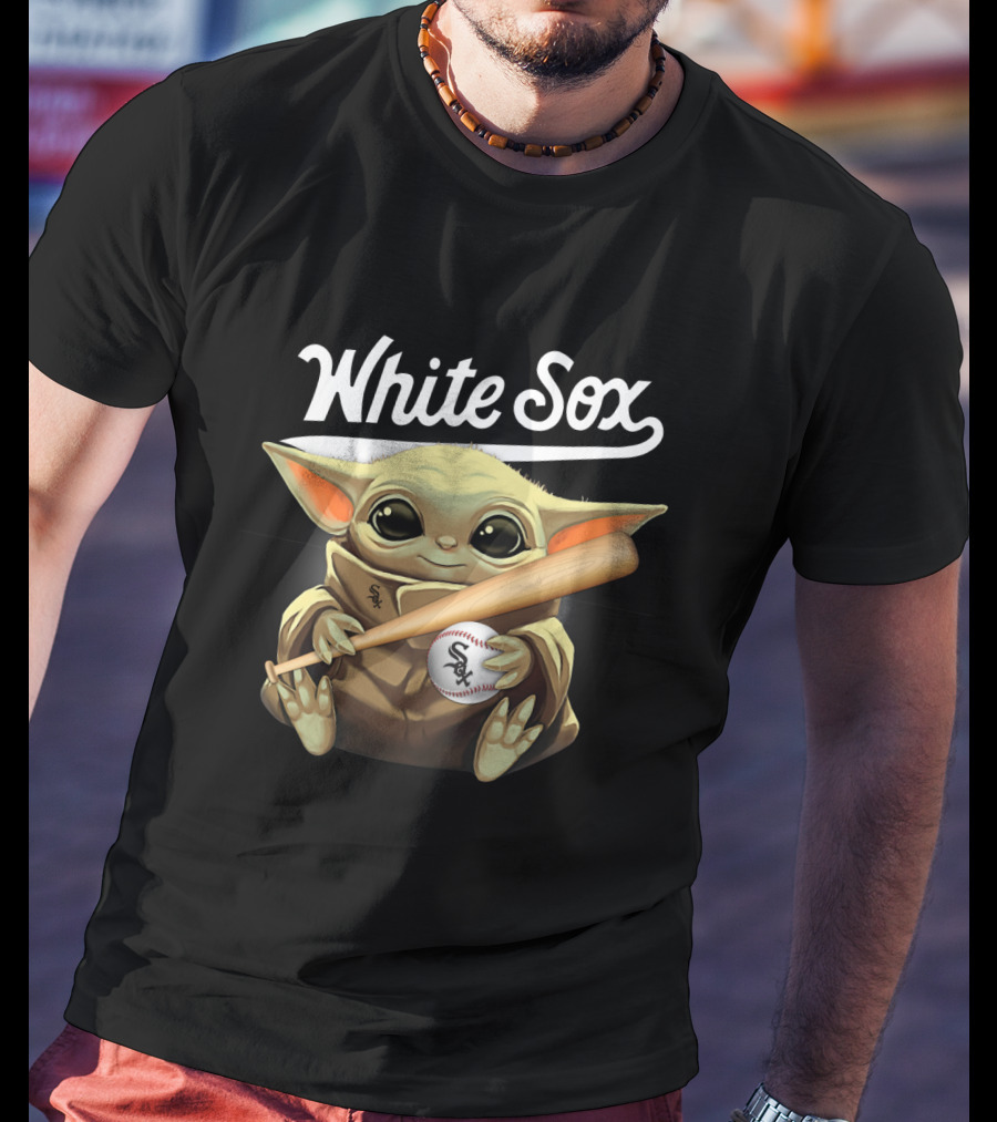 White Sox Baby Yoda Holding Baseball And Bat T-Shirt