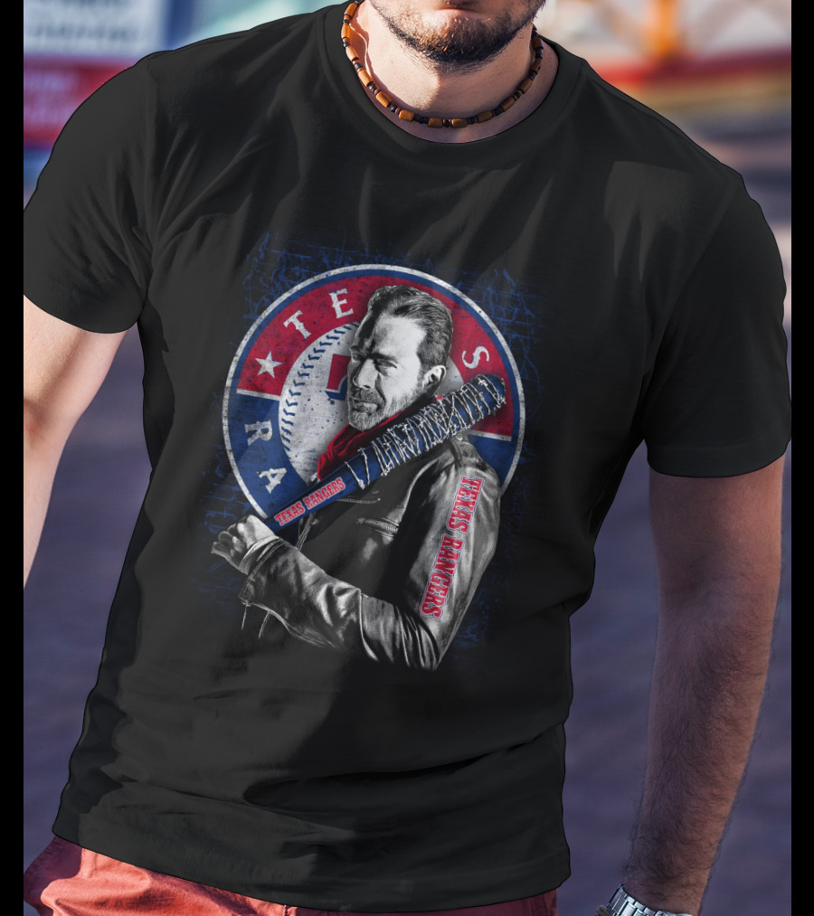 Texas Rangers Baseball Fan Art With Baseball Bat And Jacket T-Shirt