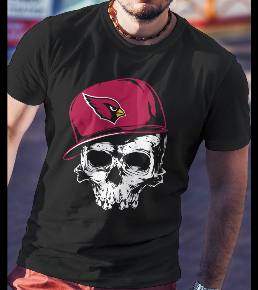Arizona Cardinals Skull With Logo Cap T-Shirt