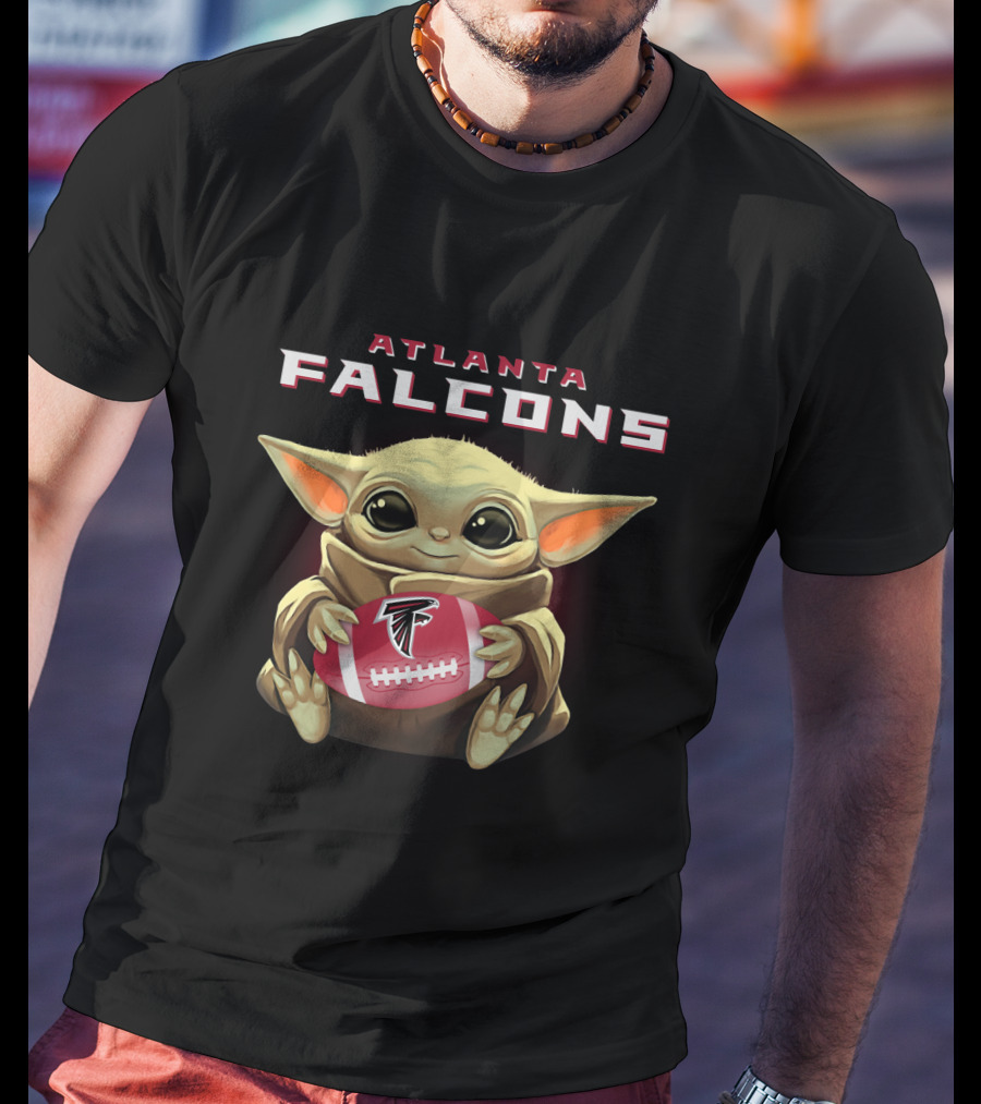 Atlanta Falcons Baby Yoda Holding Football Ball With Falcons T-Shirt