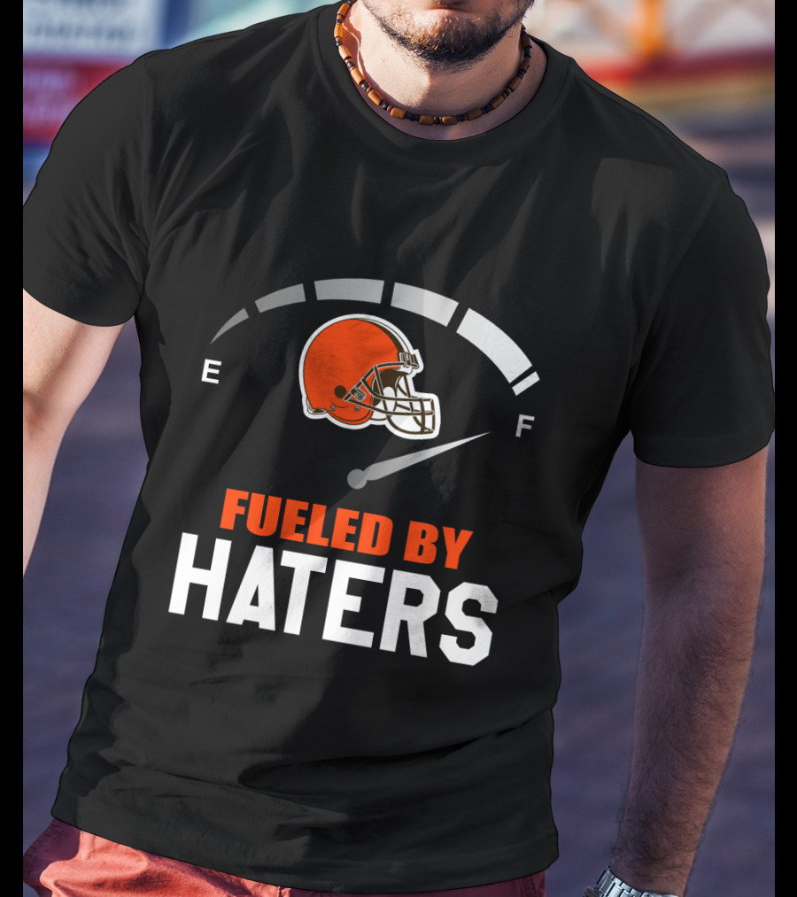 Cleveland Browns Helmet Fueled By Haters Football Fanatics T-Shirt