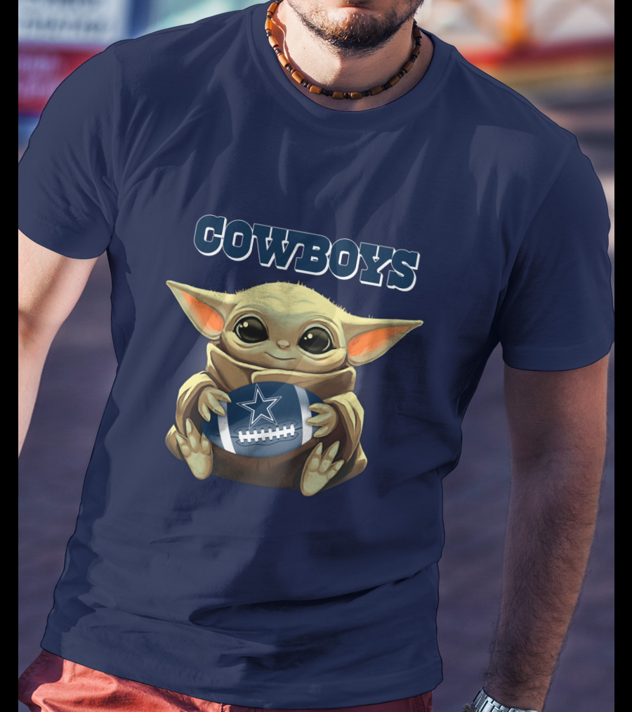 Cowboys Baby Yoda Holding Dallas Cowboys Football T-Shirt