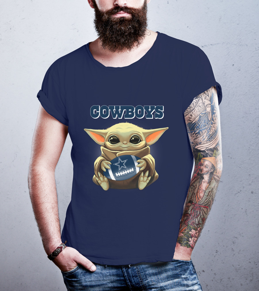 Cowboys Baby Yoda Holding Dallas Cowboys Football T-Shirt